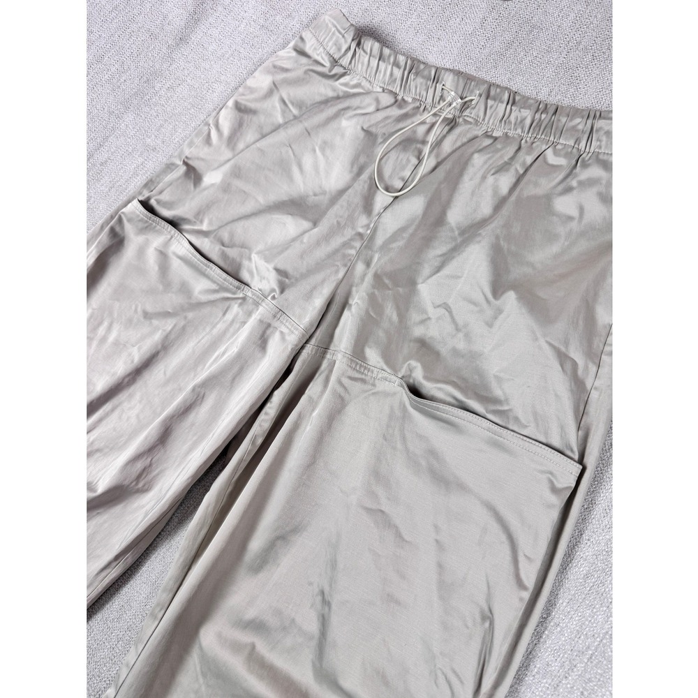 Zara Woman Shiny Satin Cargo Jogger Pants Gray/Silver Large 4-Pocket Utility - Picture 9 of 10